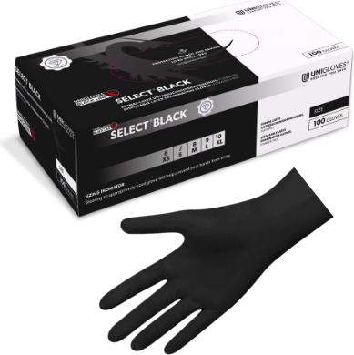 Unigloves SELECT BLACK latex gloves