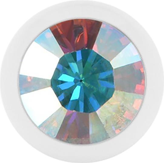 Star Piercing Micro Kugel Pure White mit Swarovski multicolor (ohne Messing, Chirurgenstahl 316L)