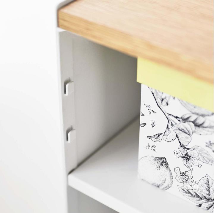 Actual product image Yamazaki Semi-enclosed storage trolley with wooden shelf TOWER (14.32 l)
