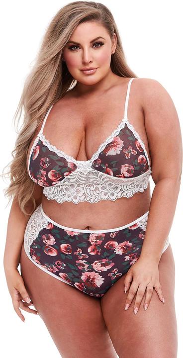 Immagine prodotto Baci Set di reggiseni in pizzo e fiori grigi Q (XL, XXL)