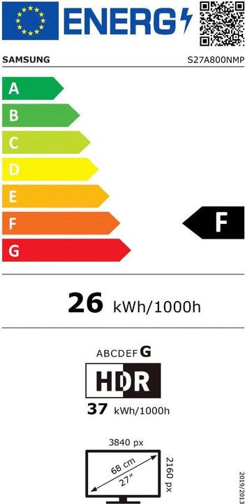 Energie-Label Samsung S27A800NMU (3840 x 2160 Pixel, 27")