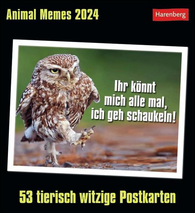 Actual product image Harenberg Animal Memes Postcard Calendar 2024 (German)