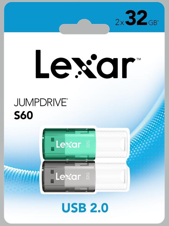Image du produit Lexar Pack 2 Clés Usb2 Jumpdrive 32Go S60 (32 Go, USB-A)