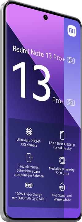 Image du produit Xiaomi Redmi Note 13 Pro+ 5G (256 Go, Blanc clair de lune, 6.67", Double SIM, 200 Mpx, 5G)