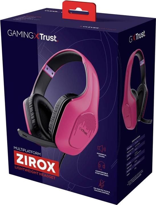 Produktbild Trust GXT415P ZIROX HEADSET – PINK (Kabelgebunden)