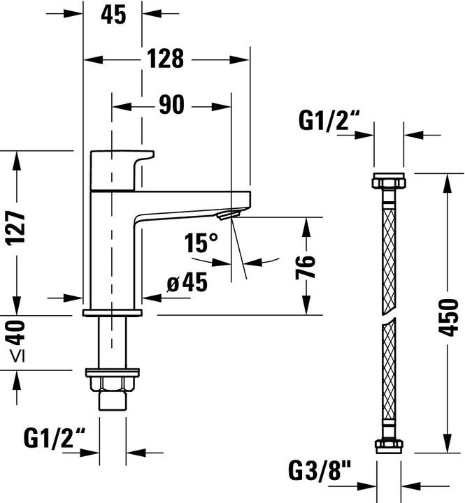 Nutritional values and ingredients Duravit Manhattan pillar tap, projection 90 mm, without drain set, MH1080002