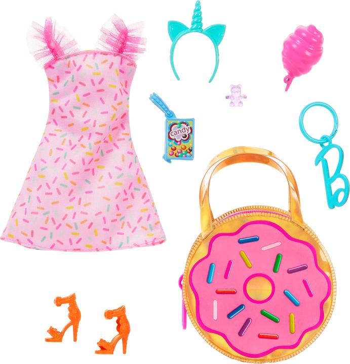 Produktbild Barbie Fashion Kleidung und Deluxe-Tasche mit Zubehör im Thekendisplay