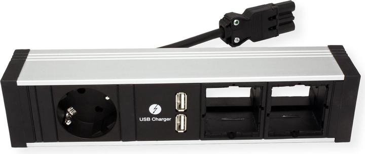 Produktbild Bachmann 900.408 CONEO Set Einbaurahmen u.4-fach Steckdosenleiste (1 x, USB-A, 0.20 m)