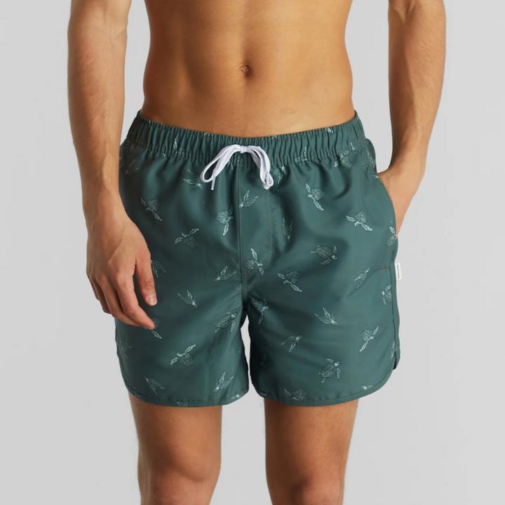 Dedicated Swim Shorts Sandhamn Sea Turtles Forest Green L (L)
