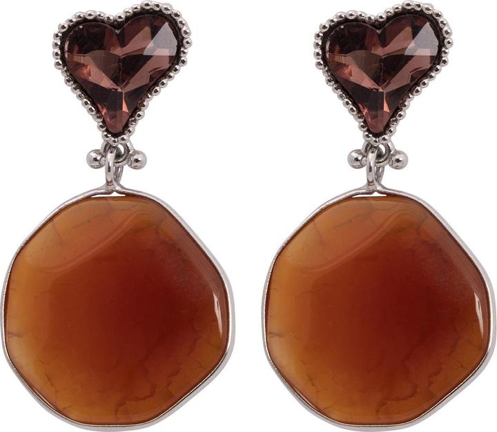 Uzurii Bronze Heart Nature Stone Ohrringe (925er Sterlingsilber)
