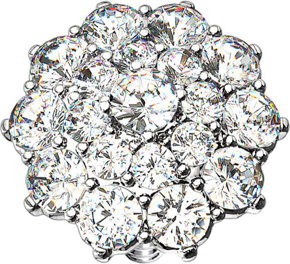 Star Piercing Dermal Anchor silber Kristallblume (Chirurgenstahl 316L, Messing)