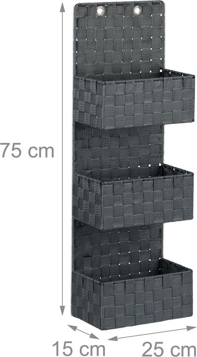 Immagine prodotto Relaxdays Portaoggetti da parete a 3 cestini (25 x 15 x 75 cm, 4 l)