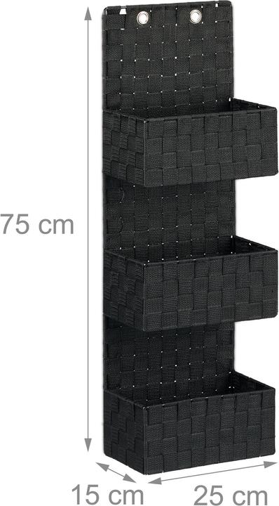 Immagine prodotto Relaxdays Portaoggetti da parete a 3 cestini (25 x 15 x 75 cm)
