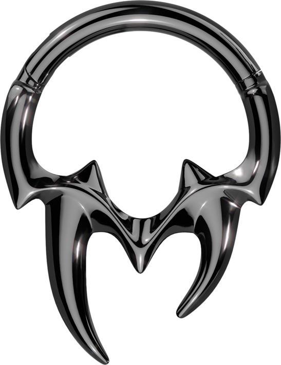 Immagine prodotto Star Piercing Anello a micro segmenti incernierato con denti neri sul gambo (senza ottone, Acciaio chirurgico 316L)