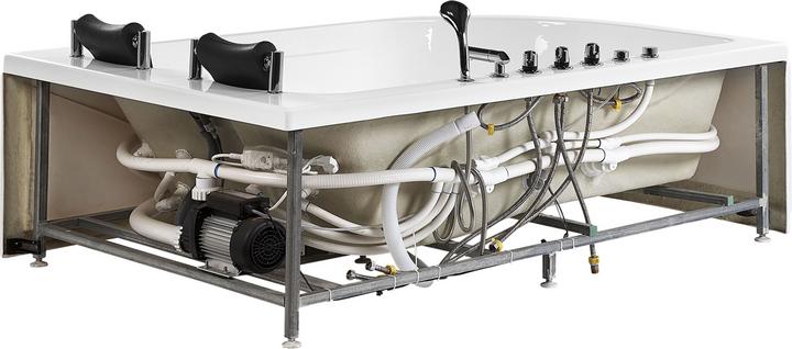 Image du produit Beliani Baignoire à hydromassage blanche modèle d'angle avec LED 180 x 120 cm à gauche CALAMA (437 l, 180 cm, 120 cm)