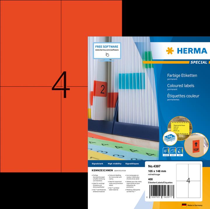 Produktbild HERMA Farbige Etiketten A4