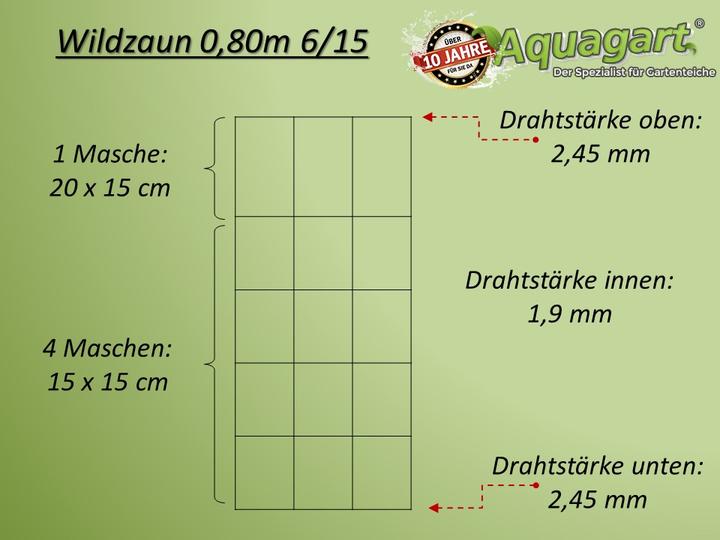 Produktbild Aquagart 50m Wildzaun Forstzaun Knotengeflecht Weidezaun Drahtzaun 80/6/15 Schwer