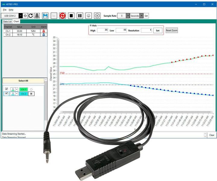 Actual product image Extech Software for measuring devices from