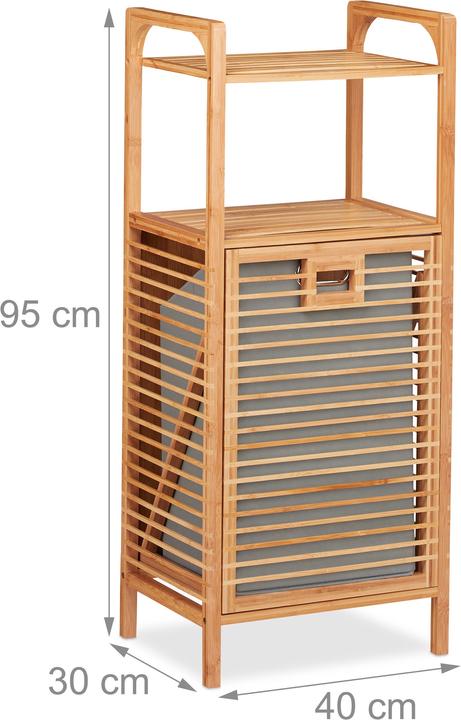 Actual product image Relaxdays Bathroom Shelf with Hamper (40 x 30 x 95 cm)