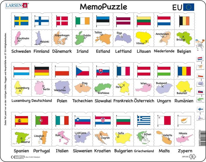 Actual product image Larsen Names, flags and capitals of the 27 EU member states (54 pieces)