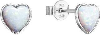 Evolution Group Silver earrings Hearts with opals 11337.1 white (L)