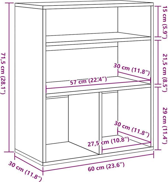 Produktbild VidaXL Bücherregal (60 x 30 x 71.5 cm)