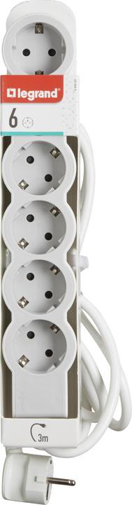 Actual product image Legrand Flat socket strip 6x socket, 3 metre cable white-grey 694565 (6 x, CEE 32/3, 3 m)