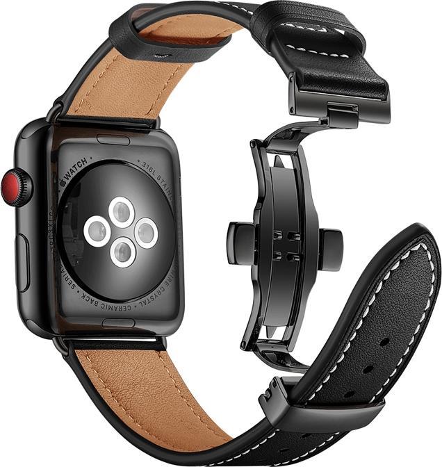 Actual product image EKO Watch strap genuine leather with folding clasp black (Genuine leather)