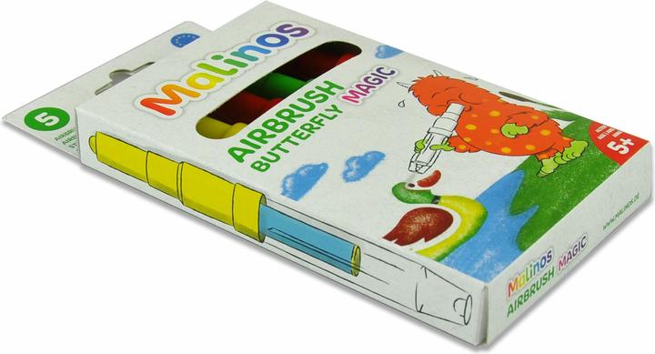 Actual product image Malinos Airbrush pens Magic Butterfly 5colours + stencil 5+ (multicolour, 5 x)