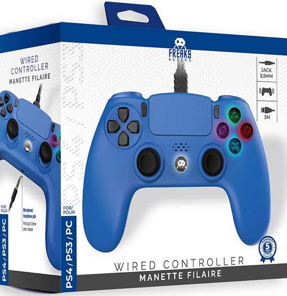 Produktbild Trade Invaders Freaks and Geeks - Kabelgebundener Controller für PS4 mit 3M Kabel - Blau (PS4)