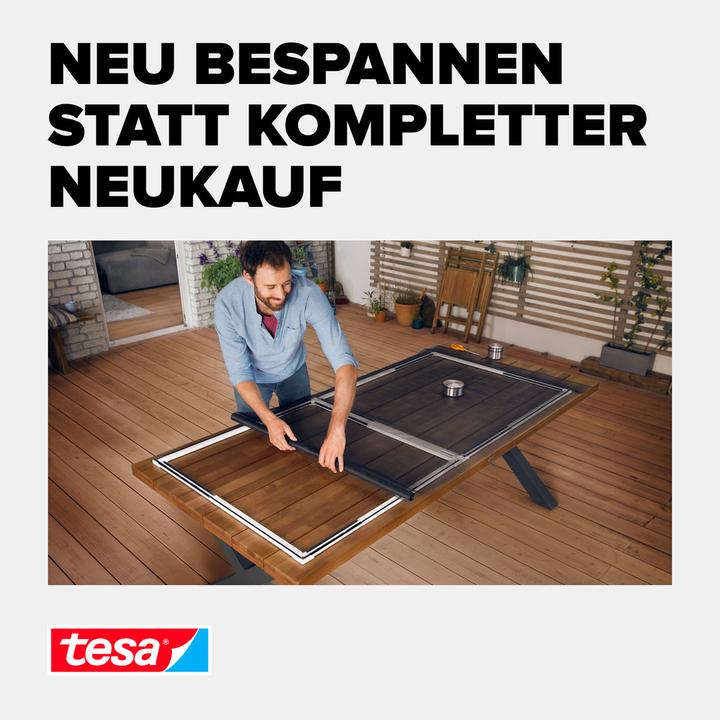 Produktbild tesa Insektenschutz Alu COMFORT Ersatzrolle aus Fiberglas-Gewebe, für Fenster & Türen, ohne Bohren (120 x 250 cm)