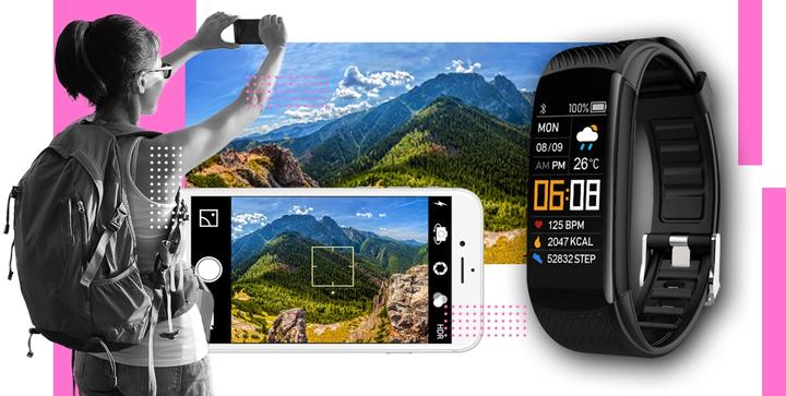 Image du produit Giewont Fit&GO Duo GW200-4 Smartband - Noir + Bracelet Think Pink