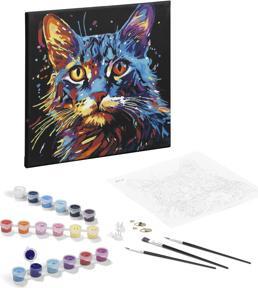 Produktbild Grafix Malen nach Zahlen Schwarze Leinwand Katze, 30x30cm