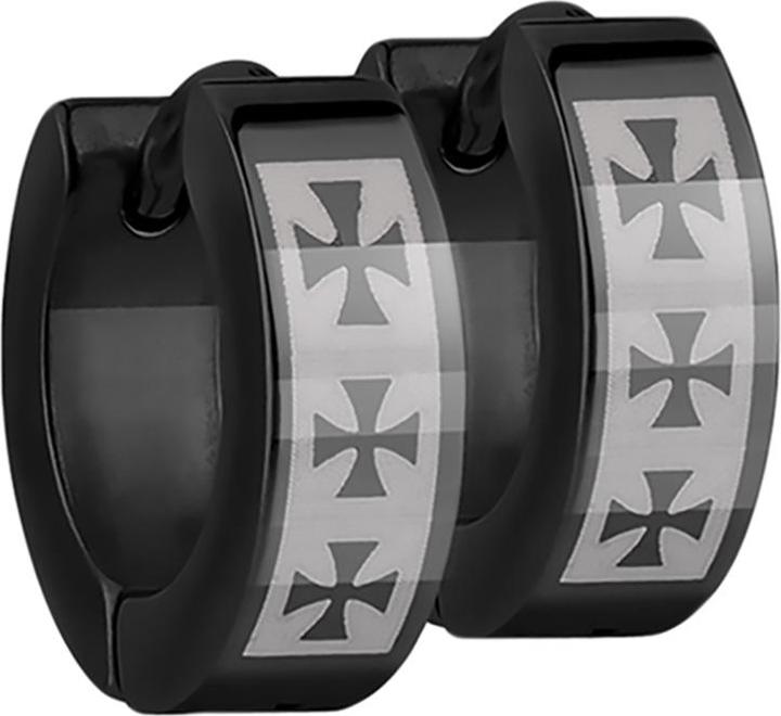 Star Piercing Ohrring zum Klappen schwarz mit Kreuz (Chirurgenstahl 316L, ohne Messing)