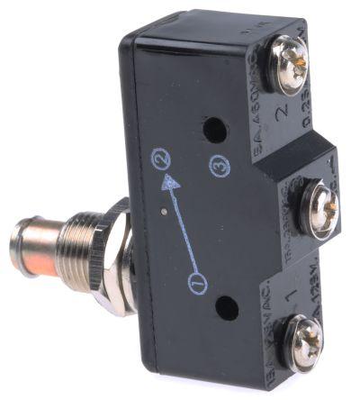 Productafbeelding Rs Pro Microschakelaar Veerplunjerbediening Schroef, 15 A @ 250 V ac, 1-polige omschakeling 420 g
