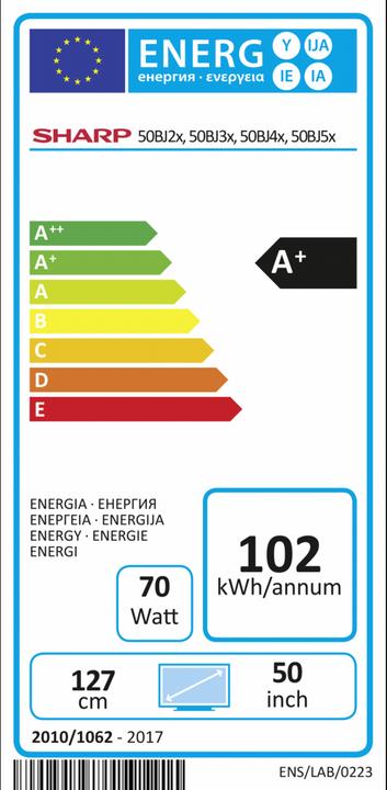Label énergétique Sharp 50BJ3E (50", LED, 4K)