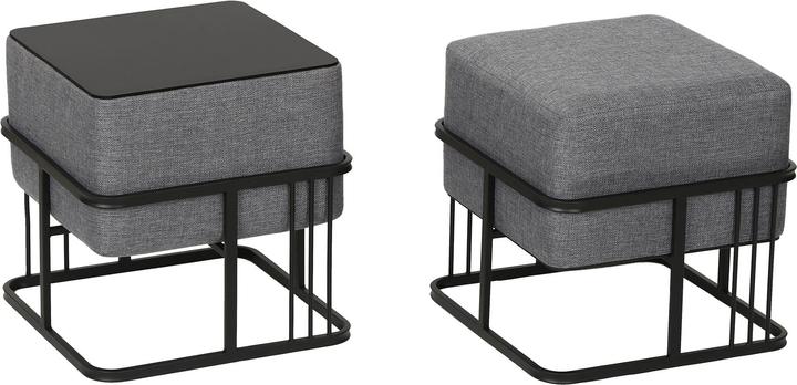En.Casa Multifunktionaler stapelbarer Sitzhocker Tas 2er Set quadratisch Dunkelgrau