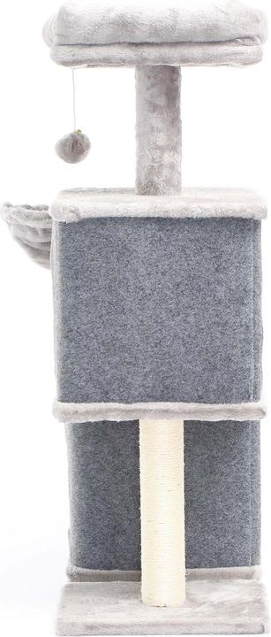 Actual product image Fudajo Cat Tree Grey with Sisal 89.5cm Scratching Post with 2 Caves Scratch Tree with 2 Cat Houses (89.50 cm, Grey)
