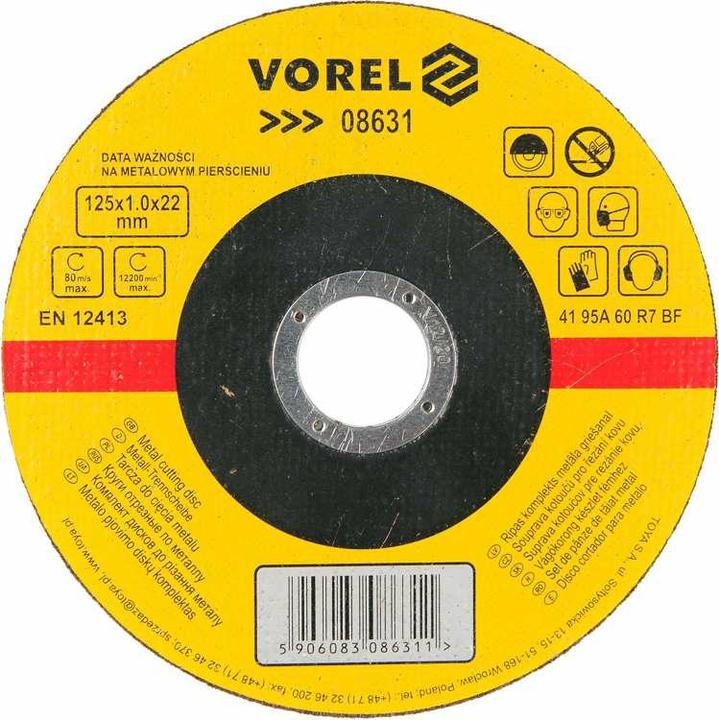 Image du produit Toya Disque de coupe métallique Vorel 125 x 1,0 x 22,2 mm 08631
