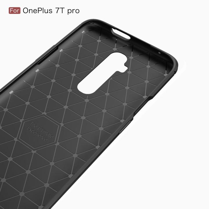 Produktbild König Design Hülle Handy Schutz für OnePlus 7T Pro Case Cover Bumper Carbon Optik Etuis Grau (OnePlus 7T Pro)