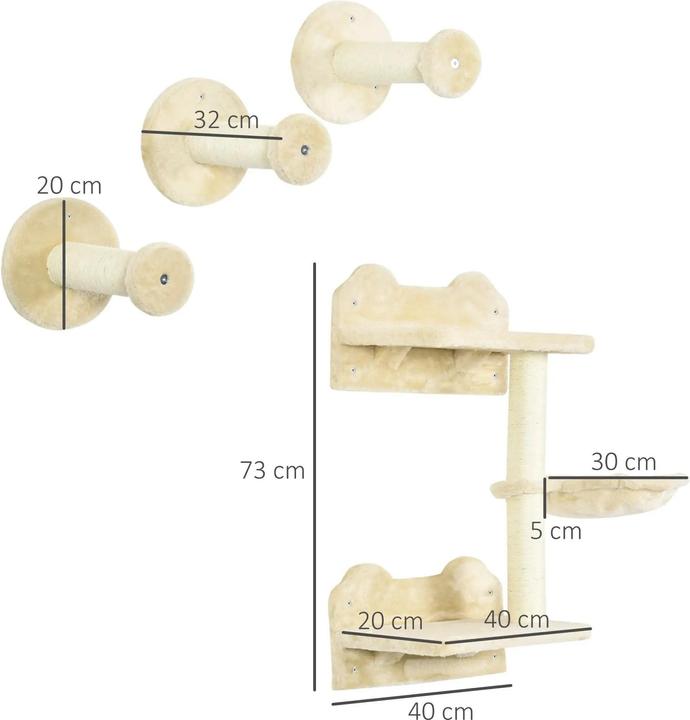 Image du produit PawHut Mur d'escalade (73 cm, Beige+Blanc crème)