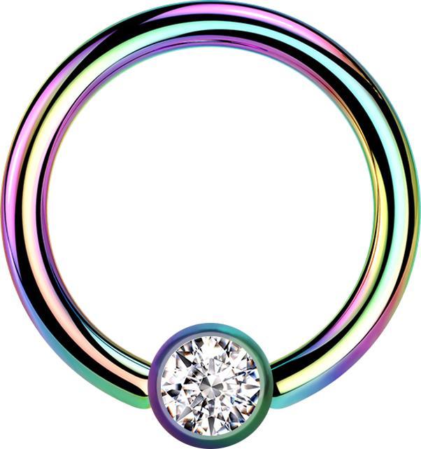 Star Piercing Micro Closure Ring farbig Zylinder Kristall silber (ohne Messing, Chirurgenstahl 316L)