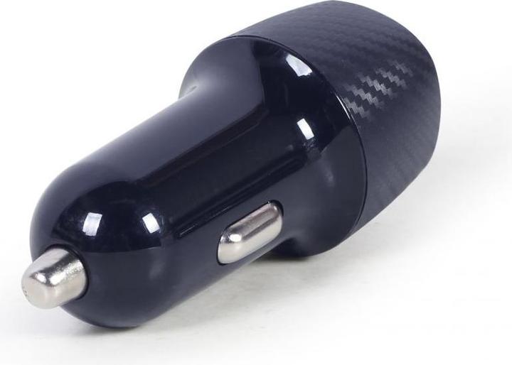 Actual product image Gembird 2-port USB car fast charger, Type-C PD, 18 W, black