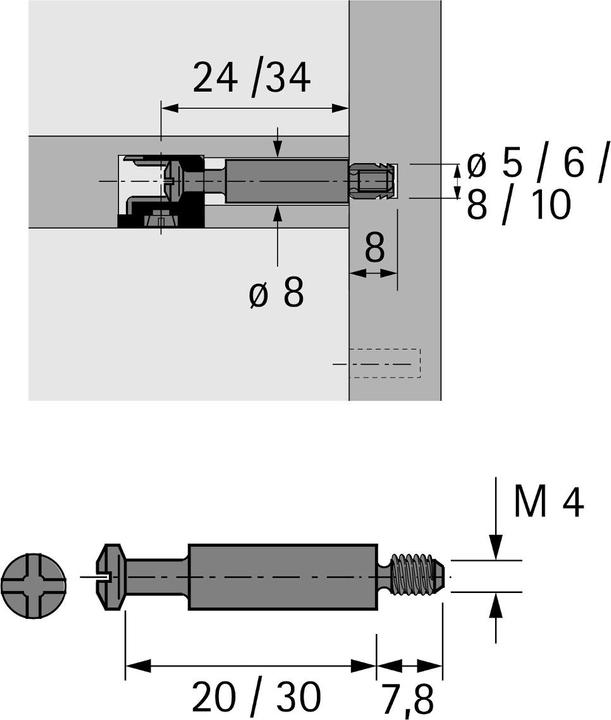 Produktbild Hettich Einschraubdübel DU 425 / DU 428 (Einpressdübel, 200 Stk.)