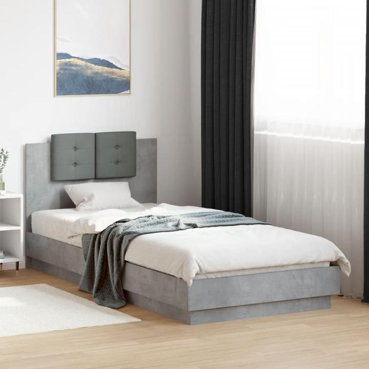 Image du produit VidaXL Cadre de lit avec tête de lit gris béton (100 x 200 cm)