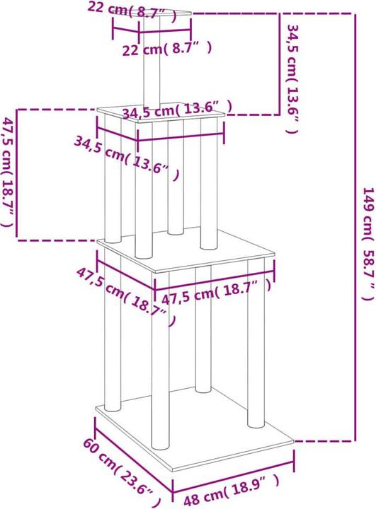 Actual product image VidaXL Kratzbaum mit Sisal-Kratzsäulen 149 cm (149 cm, Light grey)