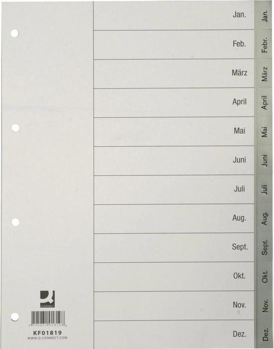 Produktbild Q-Connect Register Vollformat aus PP, mit Indexblatt