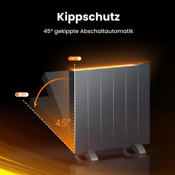 Produktbild Emke Elektro-Heizkörper 1000W LCD Display Timing Function Anthrazit (1000 W)