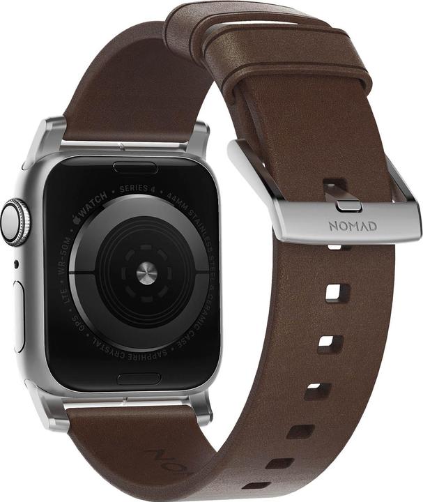 Actual product image Nomad Modern Connector Strap (44 mm, Leather, Stainless steel)