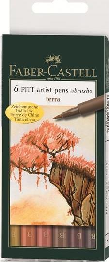 Produktbild Faber-Castell PITT Artist Pen Etui Terra (Braun, 6 x)